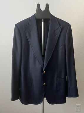 Tom Ford Navy Blazer 58R Wool Mohair Silk Made in Switzerland Tailored Jacket